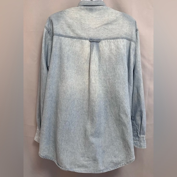 VTG 80s Clodia Dee Studded Denim‎ Top Sz Large Long Sleeve Shoulder Pads Women - Picture 2 of 8